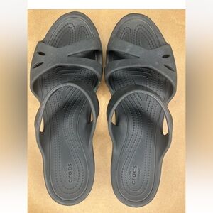 CROCS KELLI ICONIC Strappy Slides Sandals Black Women's Shoes Size 11 US
